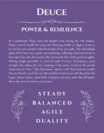 Deuce name origin print with meaning and traits in purple