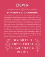 Devin custom name art showing meaning and origin in red