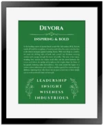 Devora name meaning wall art by Get Your Story in dark green with black matte frame