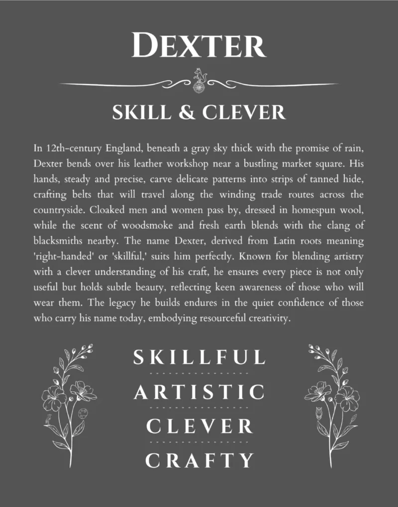 Dexter custom name print for wall display in gray