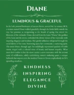 Diane custom name art showing meaning and origin in dark green