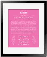 Dior personalized name meaning print in pink with black matte frame