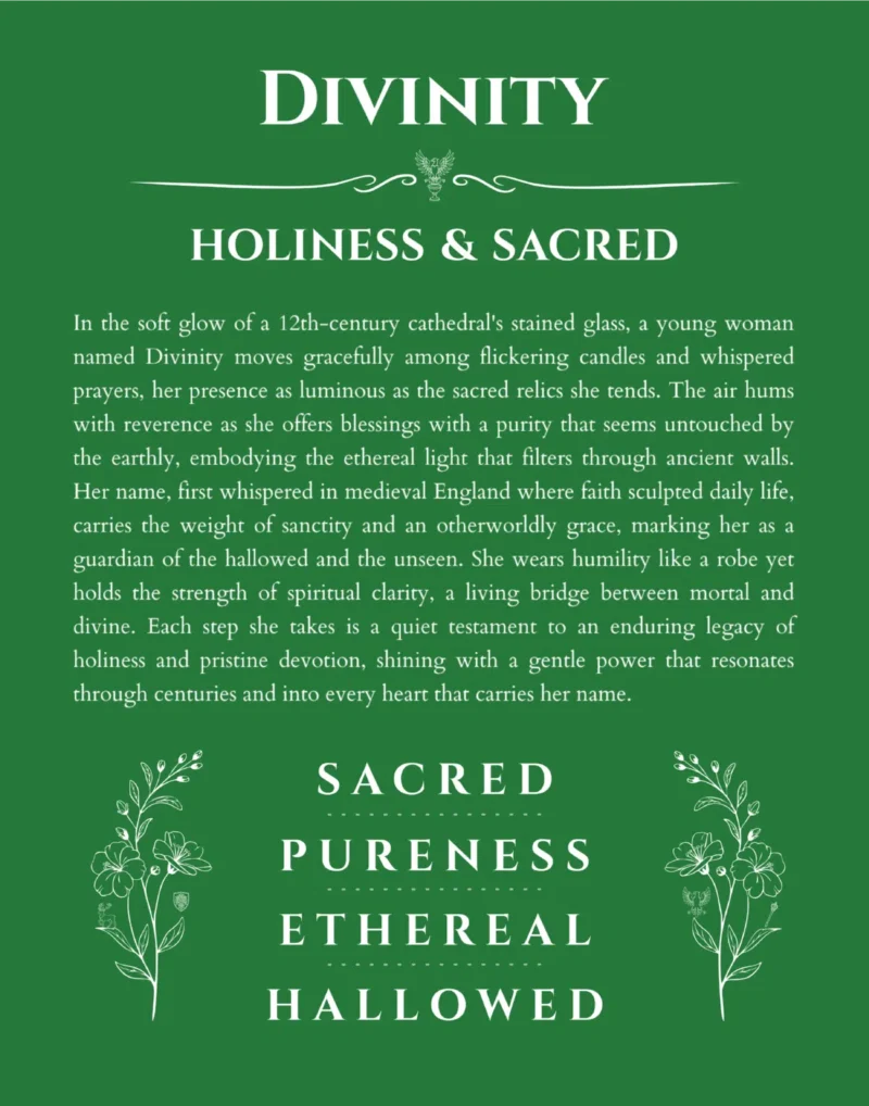 Divinity custom name meaning print in dark green