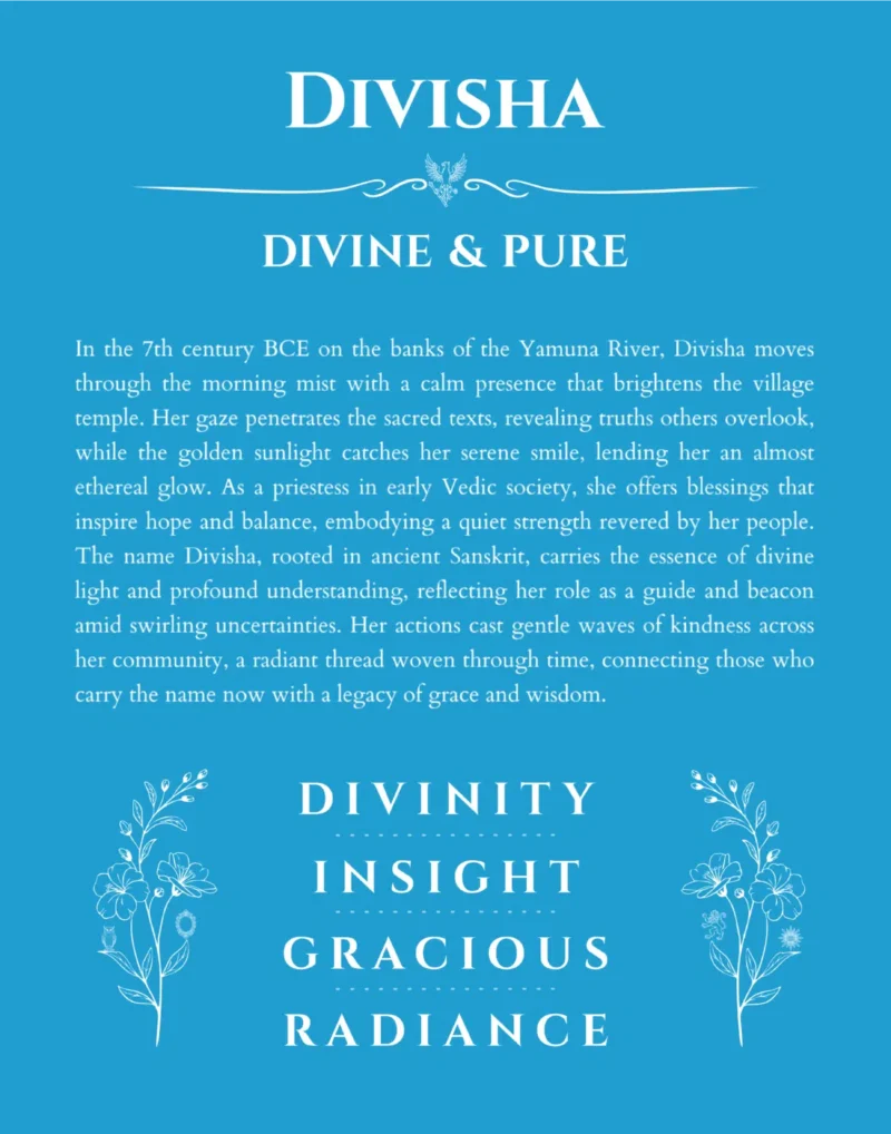Divisha personalized wall art with the story of your name in blue