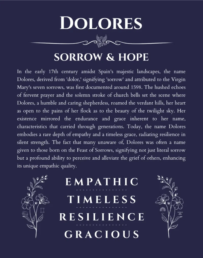 Dolores custom name meaning print in navy blue