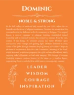 Dominic name origin print with meaning and traits in orange