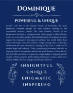 Dominique personalized wall art with the story of your name in deep blue