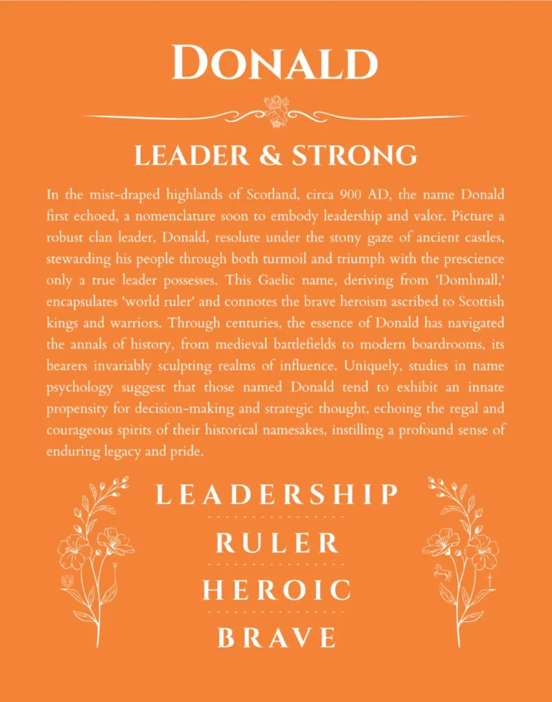 Donald custom name meaning print in orange