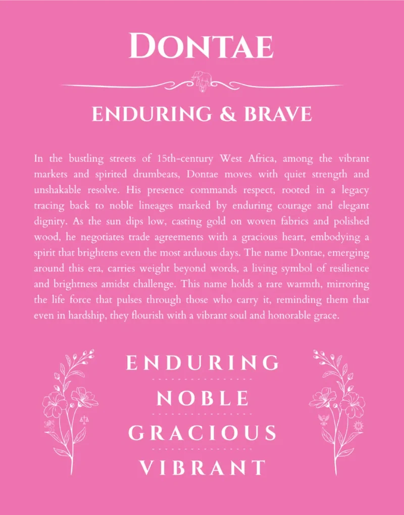Dontae custom name meaning print in pink