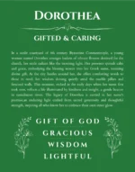 Dorothea name origin print with meaning and traits in dark green