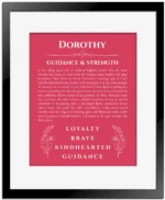 Dorothy name meaning wall art by Get Your Story in red with black matte frame