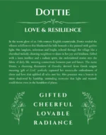 Dottie custom name meaning print in dark green