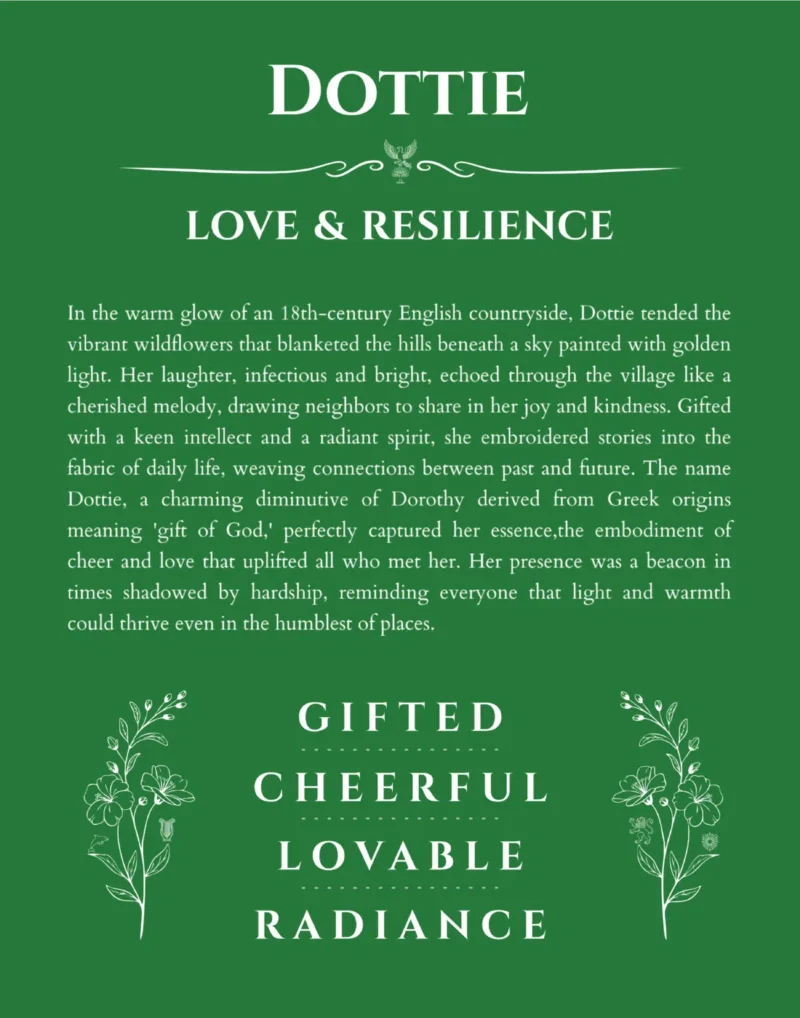 Dottie custom name meaning print in dark green