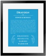 Drayden name meaning gift print in blue with black matte frame