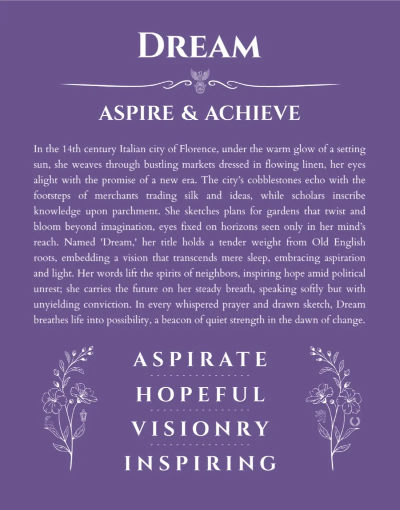 Dream personalized name meaning print in purple