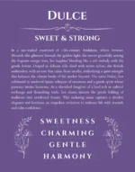 Dulce personalized name print with origin and traits in purple