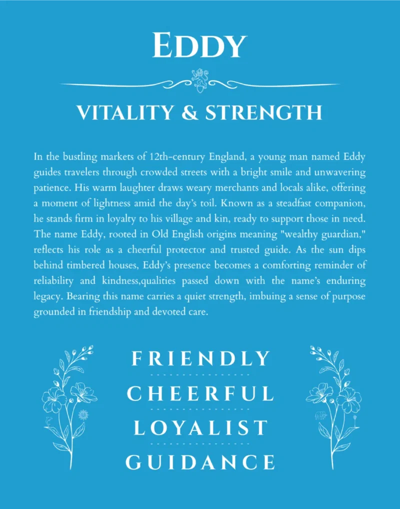 Eddy custom name art showing meaning and origin in blue