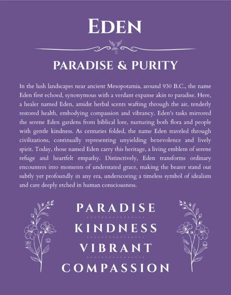 Eden name meaning gift print in purple