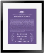 Eden name meaning gift print in purple with black matte frame