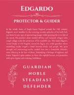 Edgardo personalized name art with origin story in red