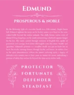 Edmund custom name meaning print in pink
