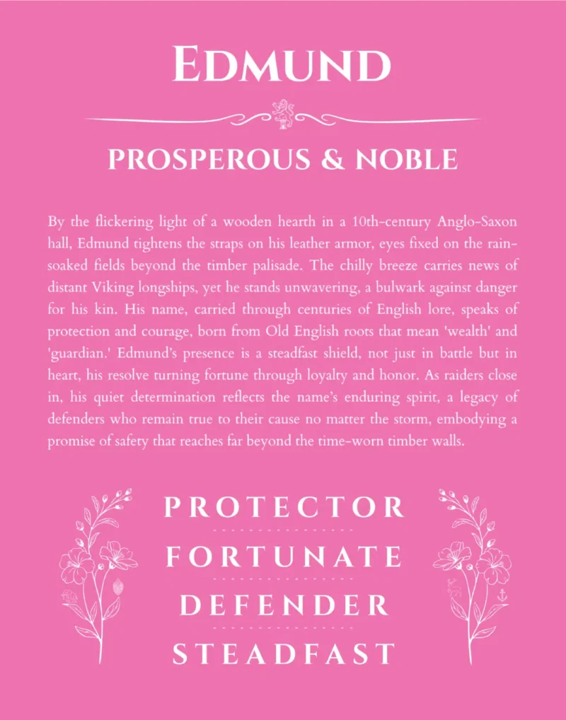 Edmund custom name meaning print in pink