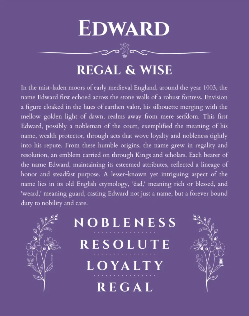 Edward custom name print for wall display in purple