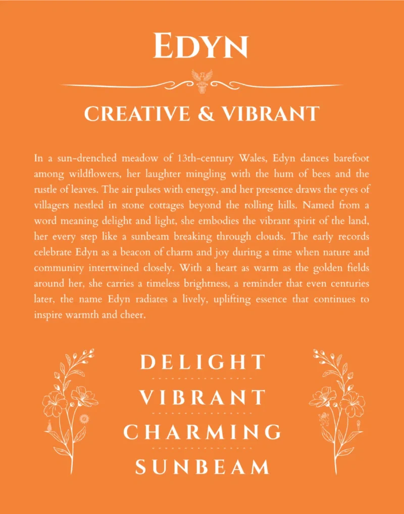 Edyn personalized name meaning print in orange