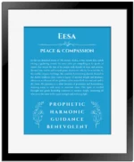 Eesa custom name art showing meaning and origin in blue with black matte frame