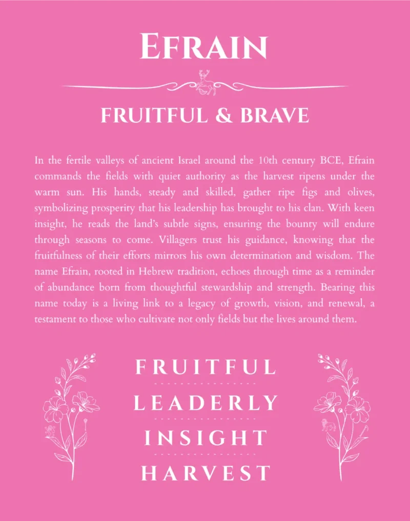 Efrain custom name art showing meaning and origin in pink