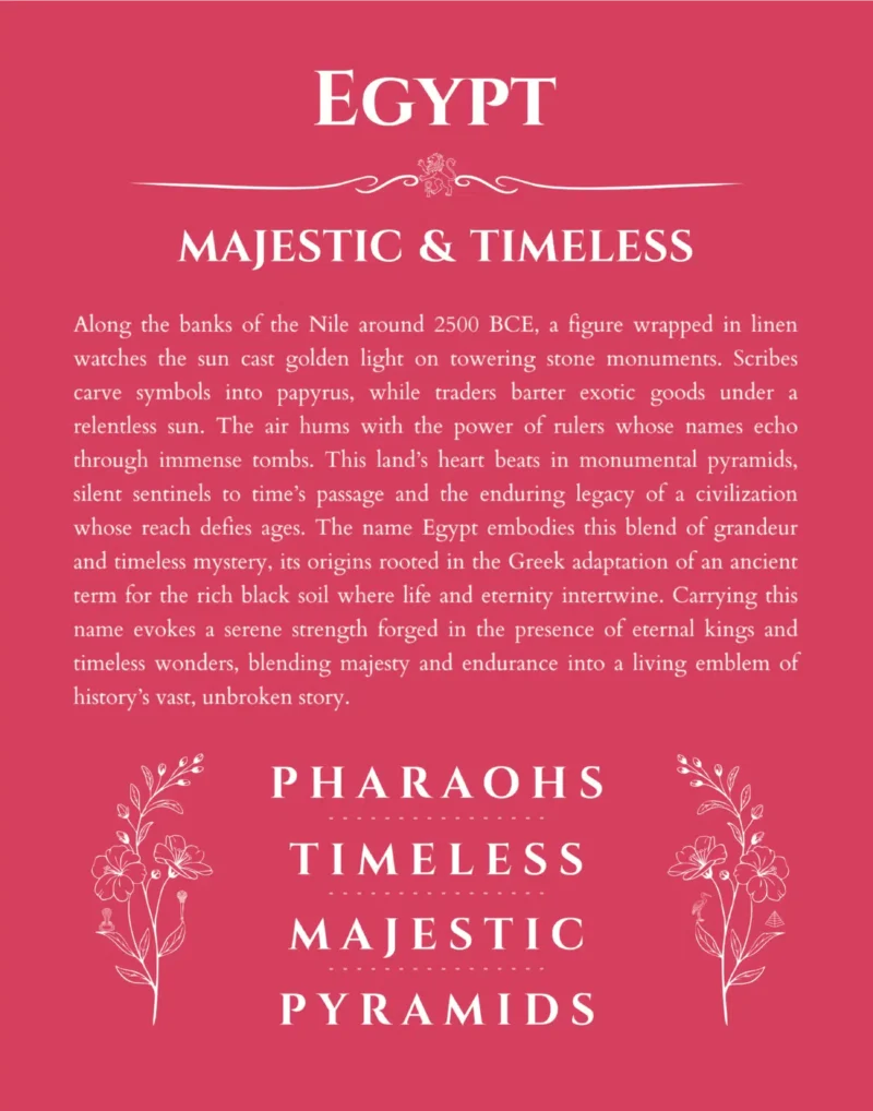 Egypt name origin print with meaning and traits in red