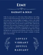 Eimy custom name art showing meaning and origin in deep blue