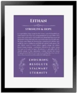 Eithan custom name print for wall display in purple with black matte frame