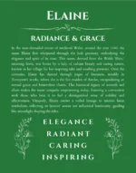 Elaine personalized name meaning print in dark green