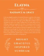 Elayna name origin print with meaning and traits in orange