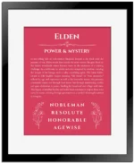 Elden name meaning gift print in red with black matte frame