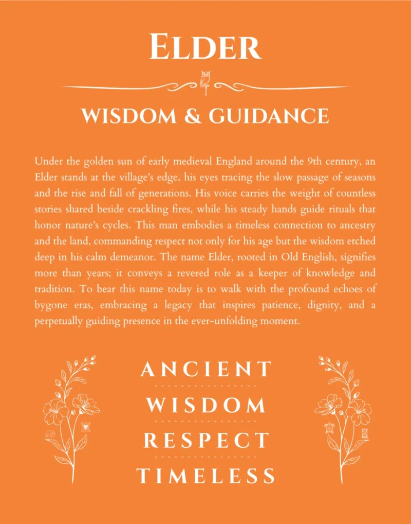 Elder custom name meaning print in orange