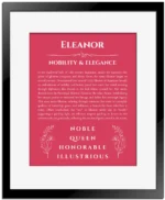 Eleanor custom name print for wall display in red with black matte frame
