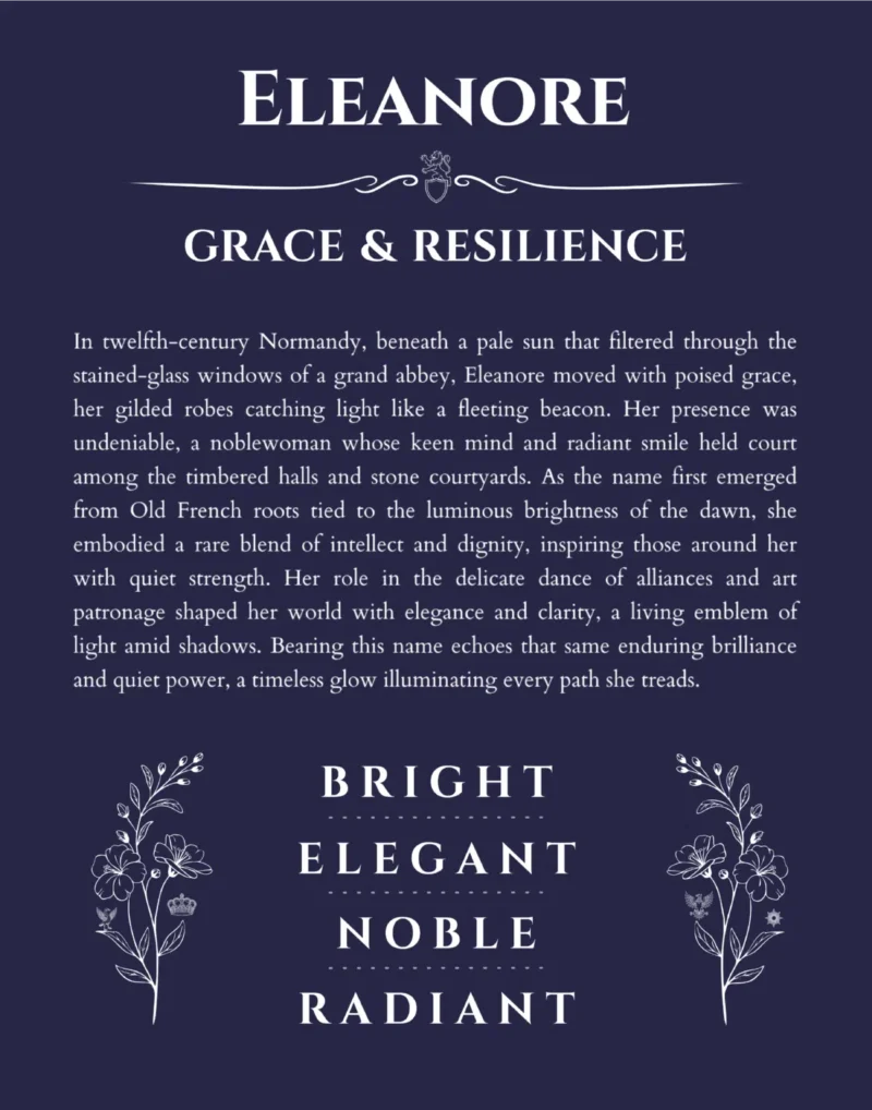 Eleanore personalized wall art with the story of your name in navy blue