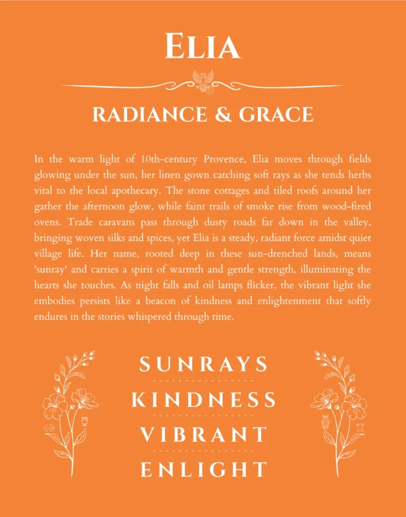 Elia personalized name meaning print in orange