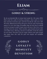 Eliam personalized wall art with the story of your name in navy blue