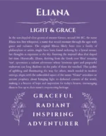 Eliana personalized wall art with the story of your name in purple