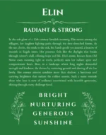 Elin name meaning wall art by Get Your Story in dark green