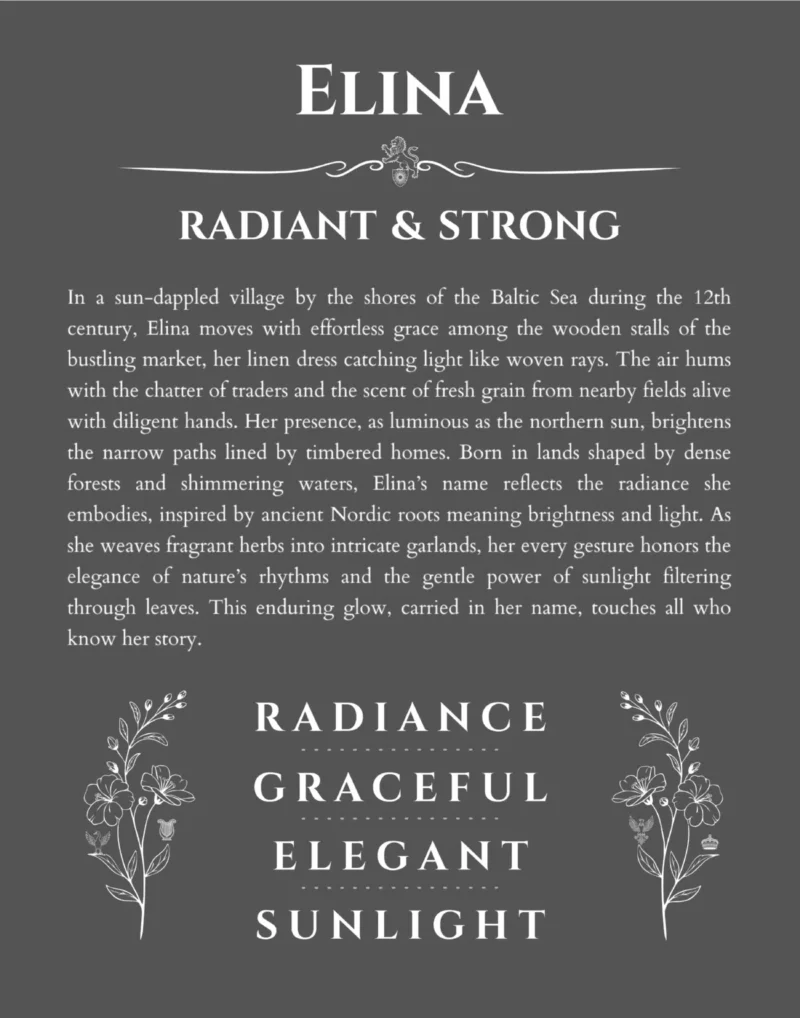 Elina custom name meaning print in gray