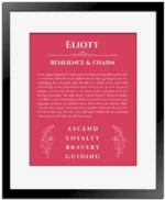 Eliott name meaning wall art by Get Your Story in red with black matte frame