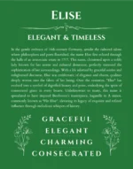 Elise personalized name meaning print in dark green