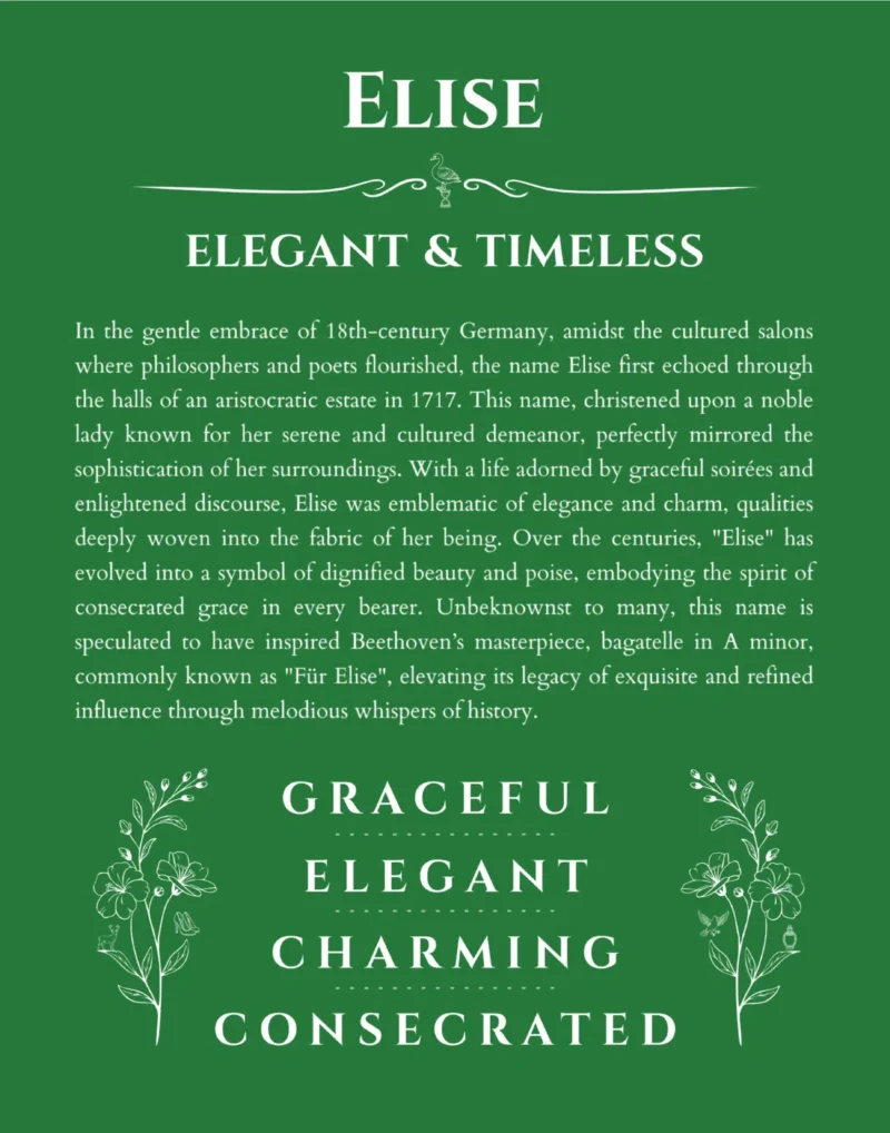Elise personalized name meaning print in dark green