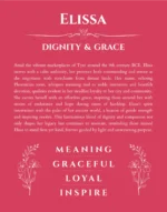 Elissa custom name art showing meaning and origin in red