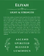 Eliyah personalized name print with origin and traits in dark green