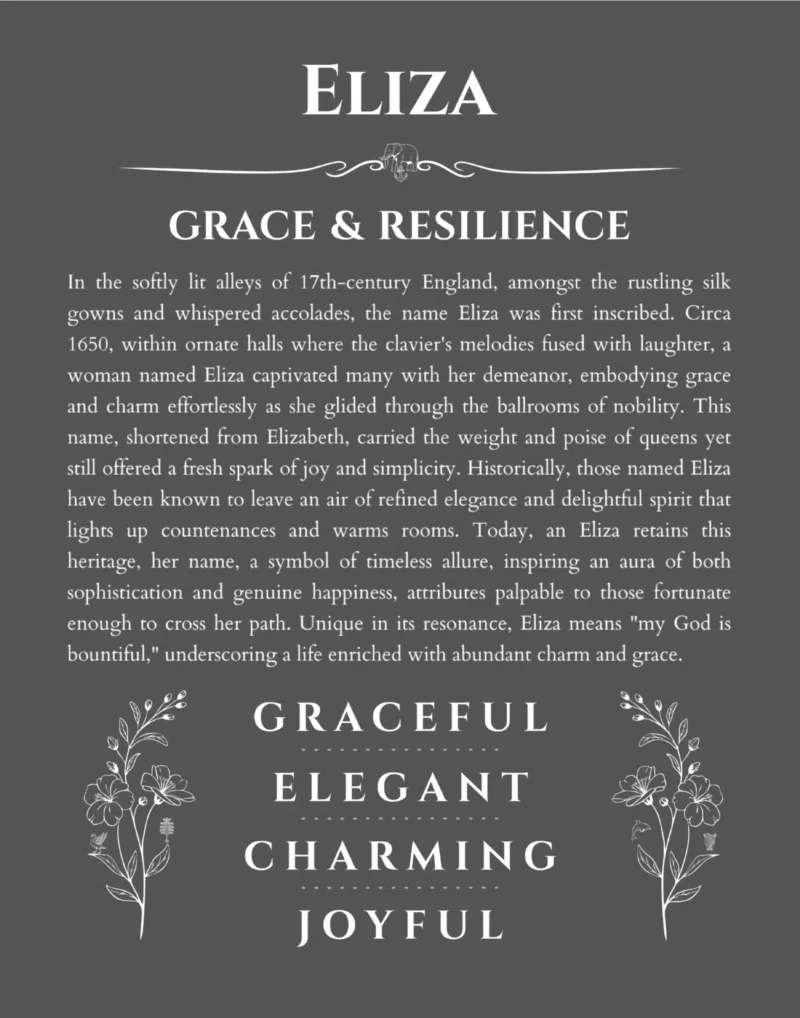 Eliza name meaning gift print in gray